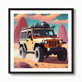 Jeep In Desert Art Print
