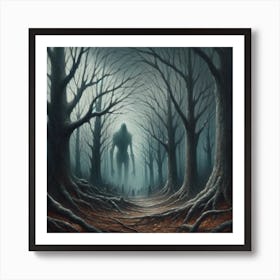 The menacing creature lurked silently in the forest. Art Print