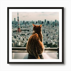 Cat Looking Out Window Art Print