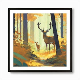 Deer In The Woods 25 Art Print