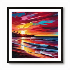 Sunset On The Beach 494 Art Print