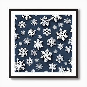 Snowflakes On A Blue Background 1 Art Print