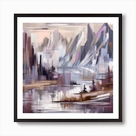 Firefly An Illustration Of A Beautiful Majestic Cinematic Tranquil Mountain Landscape In Neutral Col (5) Art Print