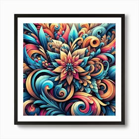 Abstract Floral Pattern 3 Art Print