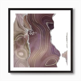 Taupe & Silver Glitter Agate Texture 05 Art Print