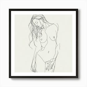 Nude Akt Drawing line  Art Print