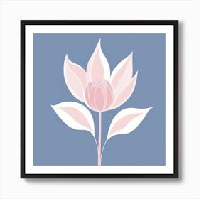 A White And Pink Flower In Minimalist Style Square Composition 523 Art Print