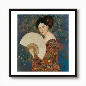 Woman With Fan Gustav Klimt(1) Art Print