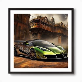 Green Sports Car Art Print