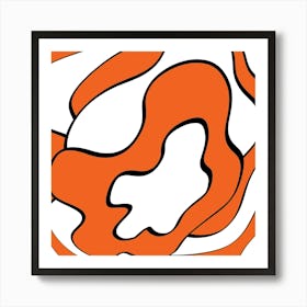 Orange And Black Swirl Art Print