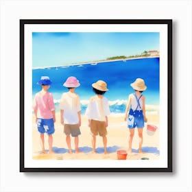 Children At The Beach Art Print