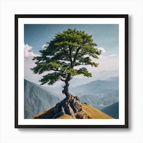Lone Tree On Top Of Mountain 36 Art Print