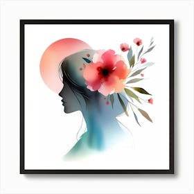 Portrait Of A Woman With Flowers 7 Art Print