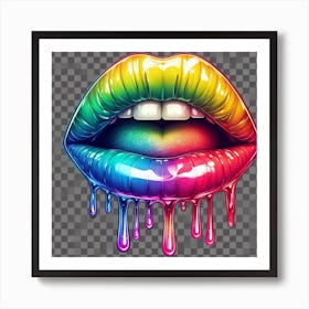 Rainbow Lips On Transparent Background Art Print