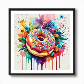 Donuts are an American-origin dessert Watercolor Art Print