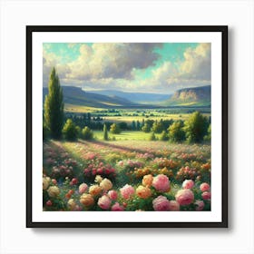 Roses In The Meadow Art Print