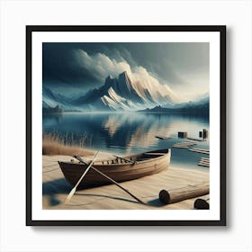 Boat On A Lake Art Print