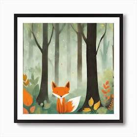 Fox In The Woods Art Print