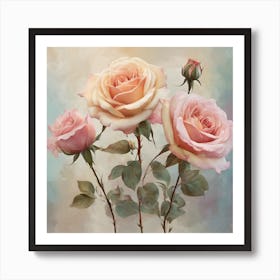 Three Roses Canvas Print Art Print