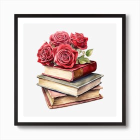 Roses On Books 14 Póster