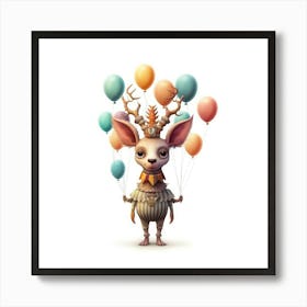 Deer With Balloons Art Print