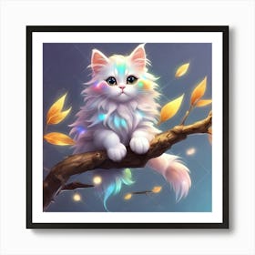 Cute Cat On A Branch 2 Art Print