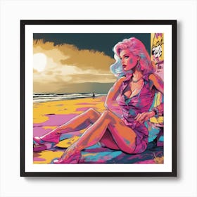 Neon Dystopian Pin-Up Bombshell Beauty Art Print