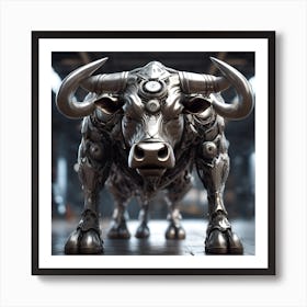 Bull Robot 3d Illustration Art Print