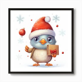 Santa Bird Art Print