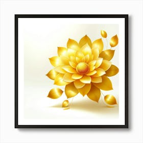 Golden Lotus Flower 4 Art Print