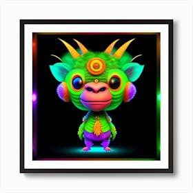 A 3d Hd Colorful Creature On A Black Background 8 Art Print