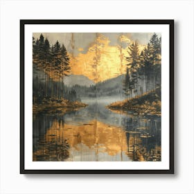 Sunset In The Forest Art Print