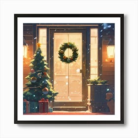 Christmas Decoration On Home Door Golden Ratio Fake Detail Trending Pixiv Fanbox Acrylic Palette (3) Art Print