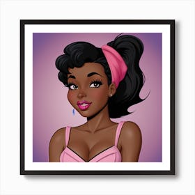 Black Girl In Pink Art Print