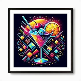 Neon Cocktail Art Print