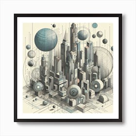 Cityscape Abstract Painting 1 Art Print