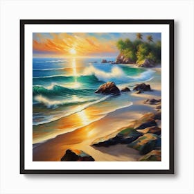 Sunset On The Beach 74 Art Print