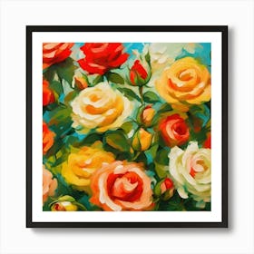 Roses In The Garden Art Print