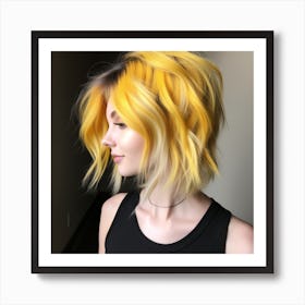 Yellow Bob Hairstyle Art Print