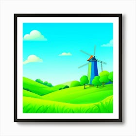 Cartoon Windmill Art Print