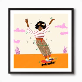 Skateboarder Girl Art Print