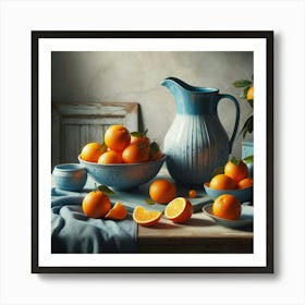 Oranges On A Table Art Print