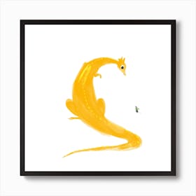 Sunshine Dragon With Mouse Square Art Print