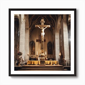 Crucifix In A Church Art Print