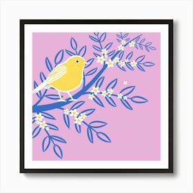 Floral Bird Nature Branch Art Print