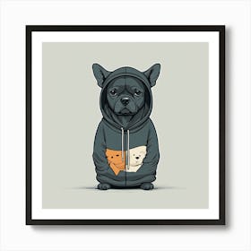 French Bulldog In Hoodie Art Print