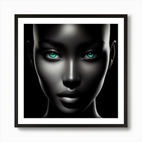 Portrait Of A Woman With Green Eyes Art Print