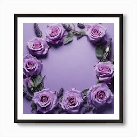 Purple Roses In A Circle Art Print