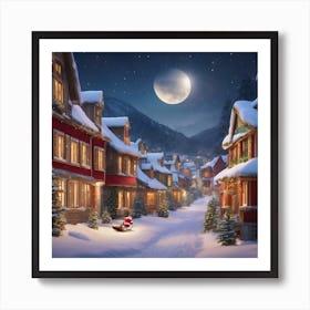 Christmas Village At Night 1 Art Print