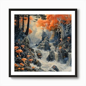 Colorful Waterfall, Impressionism And Surrealism Art Print